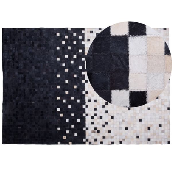 Patchwork-lädermatta 160 x 230 cm svart och beige ERFELEK Lumarko!