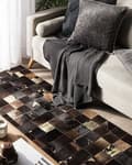 Miniatyrbillede 2 af 6: Patchwork lædertæppe 140 x 200 cm brun BANDIRMA Lumarko!
