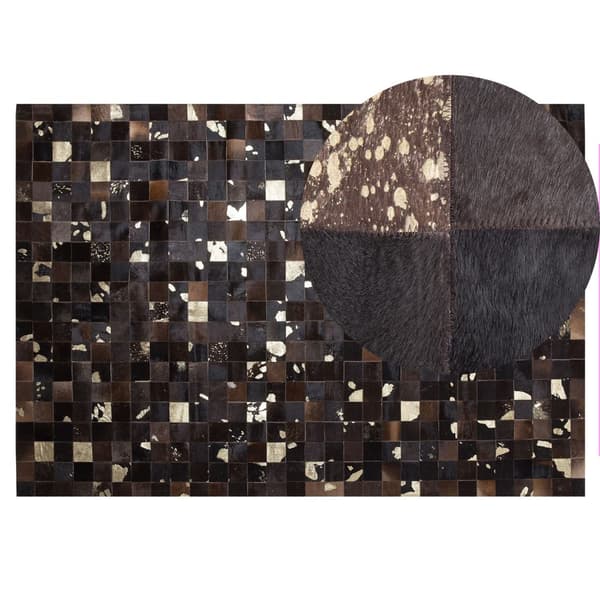 Patchwork lædertæppe 140 x 200 cm brun BANDIRMA Lumarko!