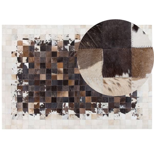 Patchwork lædertæppe 160 x 230 cm brun-beige OKCULU Lumarko!