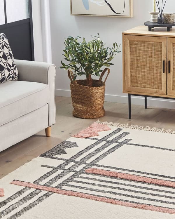 Puuvillamatto 160 x 230 cm beige ja musta MURADIYE Lumarko!