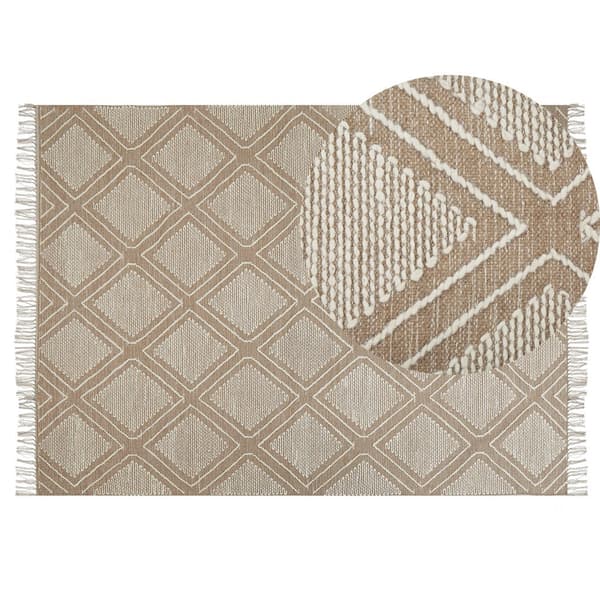 Puuvillamatto 140 x 200 cm valkoinen-beige KACEM Lumarko!