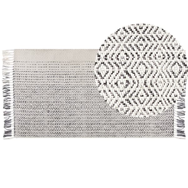 Uldtæppe 80 x 150 cm hvidgråt OMERLI Lumarko!