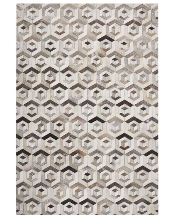 Patchwork læder tæppe 140 x 200 cm brun-beige TAVAK Lumarko!