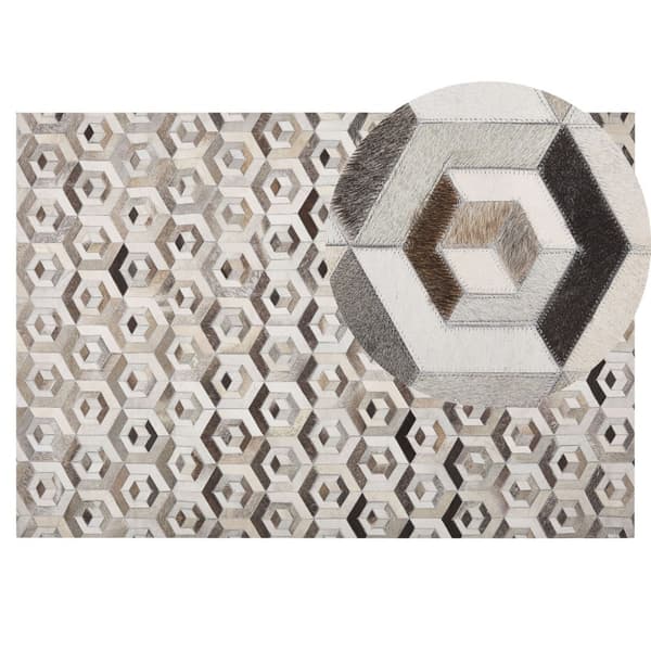 Patchwork læder tæppe 140 x 200 cm brun-beige TAVAK Lumarko!