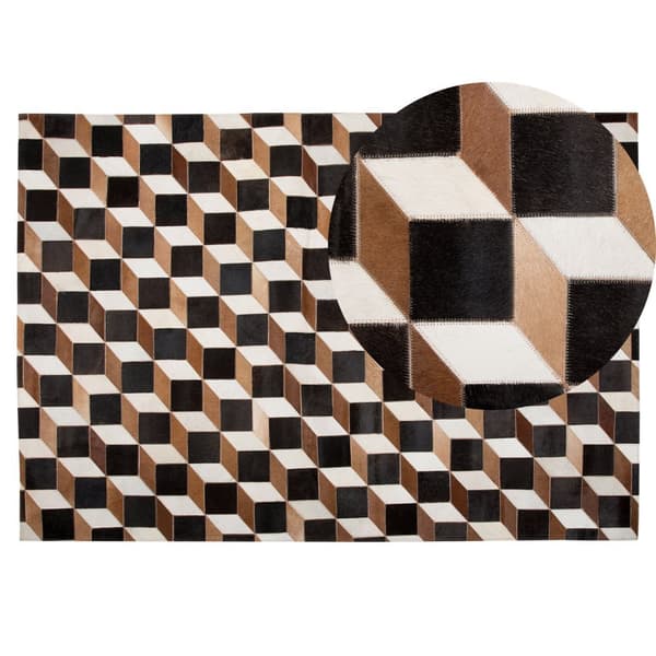Patchwork lædertæppe 140 x 200 cm brun ALPKOY Lumarko!