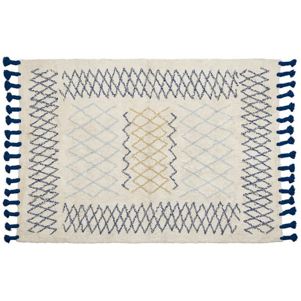 Bomuldstæppe 160 x 230 cm beige-blå ERZINCAN Lumarko!