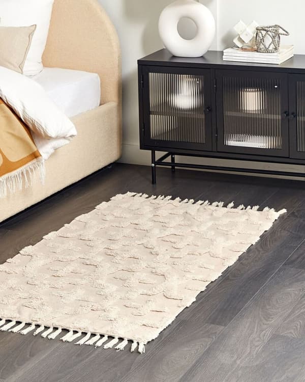 Bomuldstæppe 80 x 150 cm beige ITANAGAR Lumarko!