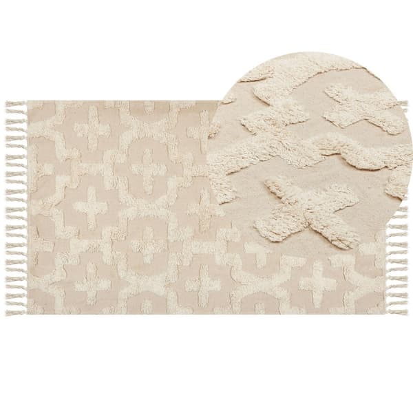 Bomuldstæppe 80 x 150 cm beige ITANAGAR Lumarko!