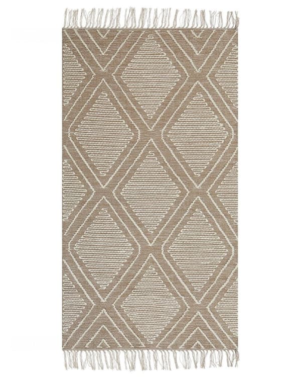 Puuvillamatto 80 x 150 cm valkoinen ja beige KACEM Lumarko!
