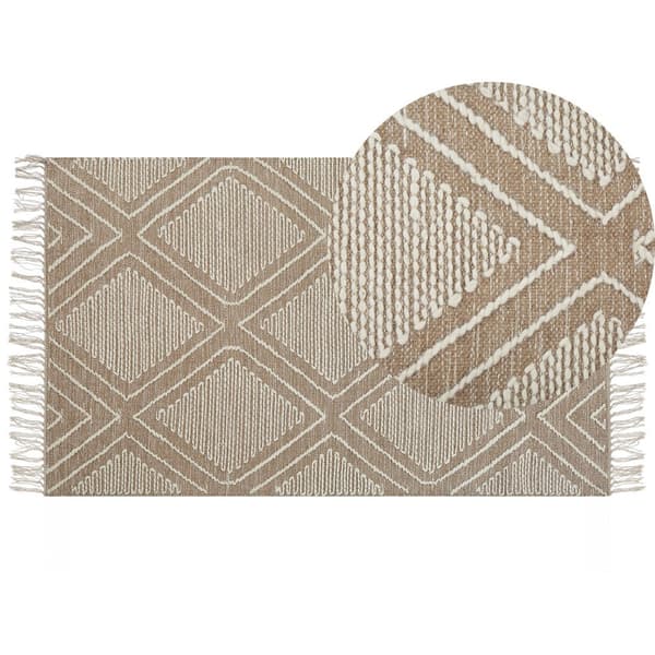 Puuvillamatto 80 x 150 cm valkoinen ja beige KACEM Lumarko!