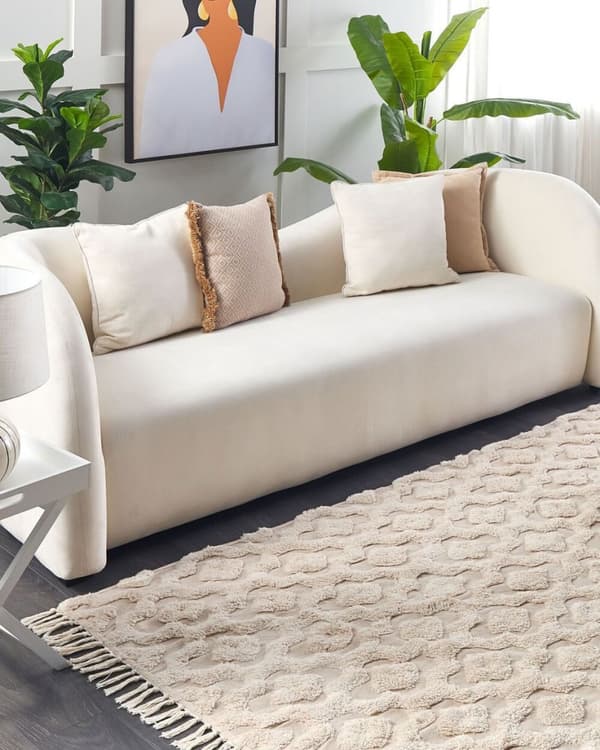 Bomuldstæppe 160 x 230 cm beige AKSARAY Lumarko!