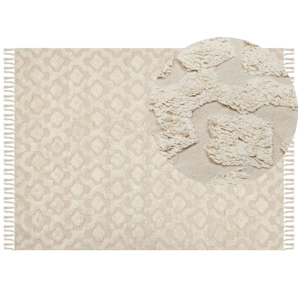 Bomuldstæppe 160 x 230 cm beige AKSARAY Lumarko!