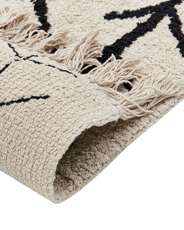 Bomuldsgulvtæppe 160 x 230 cm beige og sort BOZKIR Lumarko!