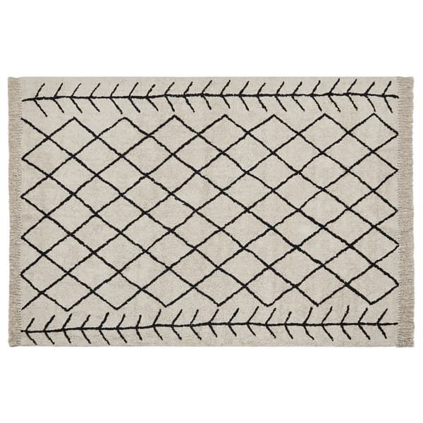 Bomuldsgulvtæppe 160 x 230 cm beige og sort BOZKIR Lumarko!