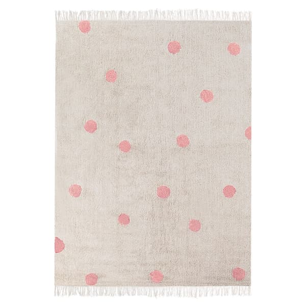 Børnetæppe i bomuld 140 x 200 cm beige med pink DARDERE Lumarko!