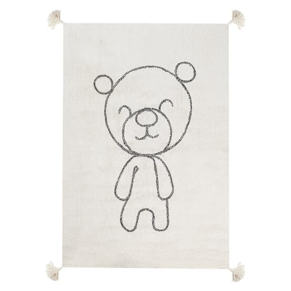 Børnetæppe i bomuld med bamse 140 x 200 cm beige ZORAKAN Lumarko!