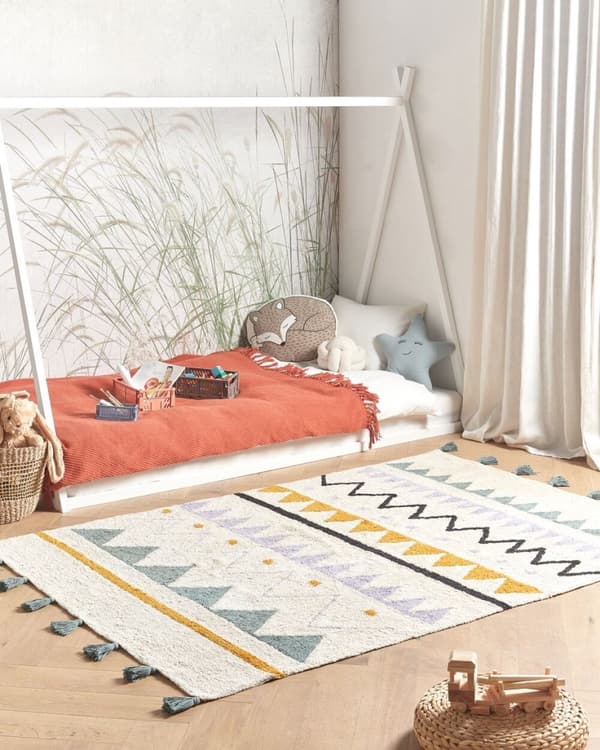 Børnetæppe i bomuld 140 x 200 cm beigegrøn ZAYSAN Lumarko!