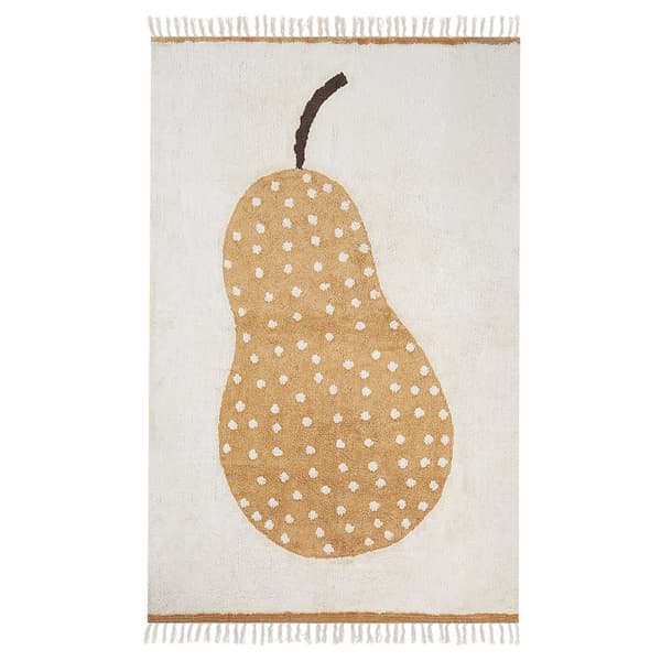 Lasten puuvillamatto päärynäaiheella 140 x 200 cm luonnonvalkoinen Lumarko!