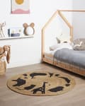 Miniatyrbillede 2 af 7: Rundt børnetæppe i jute med dyremotiv, 120 cm, beige, EARTH, Lumarko!