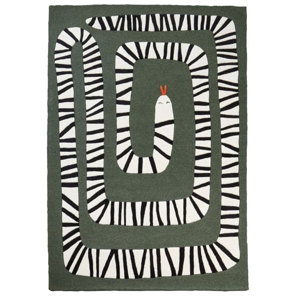 Villamatto käärmeaiheella 160 x 230 cm vihreä OKAPI Lumarko!