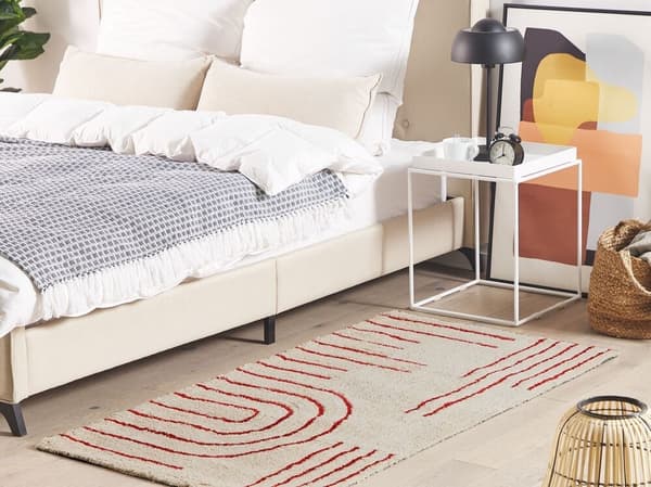 Bomuldstæppe 80 x 150 cm beige-rød TIRUPATI Lumarko!