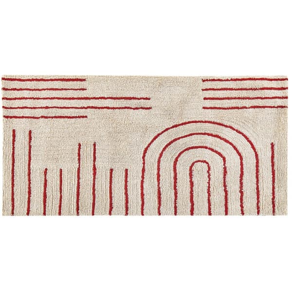 Bomuldstæppe 80 x 150 cm beige-rød TIRUPATI Lumarko!
