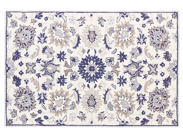 Villamatto 140 x 200 cm beige-sininen KUMRU Lumarko!