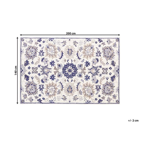 Villamatto 140 x 200 cm beige-sininen KUMRU Lumarko!