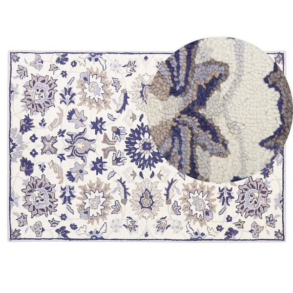 Villamatto 140 x 200 cm beige-sininen KUMRU Lumarko!