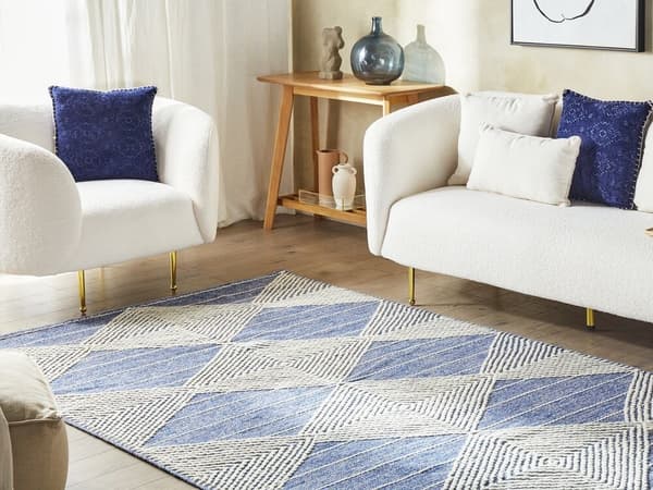 Villamatto 160 x 230 cm beige-sininen DATCA
