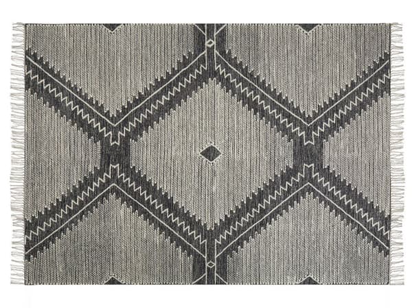 Bomuldstæppe 160 x 230 cm hvid og sort ARBAA