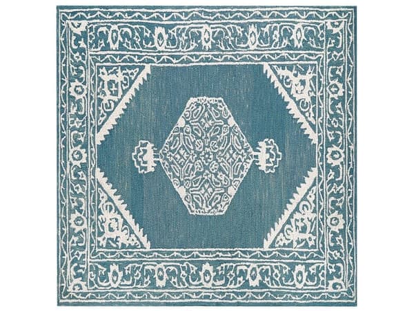 Uldtæppe 200 x 200 cm hvid og blå GEVAS