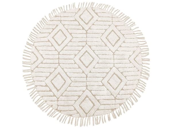 Rundt bomuldstæppe ø 140 cm beige HORASAN