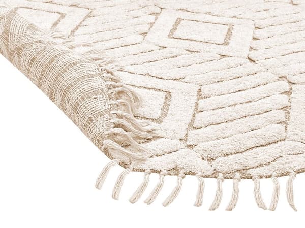 Rundt bomuldstæppe ø 140 cm beige HORASAN