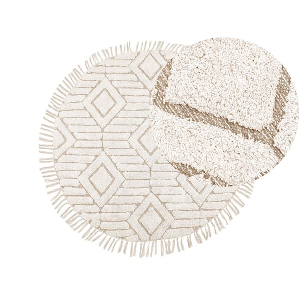 Pyöreä puuvillamatto ø 140 cm beige HORASAN