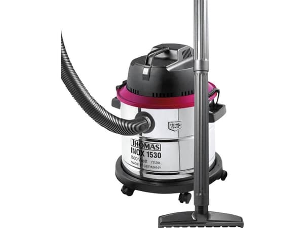 Thomas Inox 1530, 1500 W, Trommelvakuum, Tørr & våt, Støv pose, Svart, Rød, Rustfritt stål