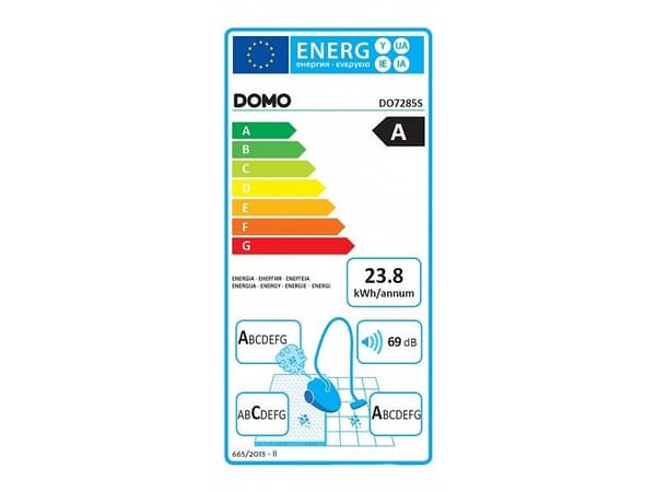 Domo DO7285S - Staubsauger - Maximale Eingangsleistung: 700 W, Jährlicher Energieverbrauch: 23,8 kWh. Typ: Zylinder-Vakuum, Staubbehälter Typ: Staubb