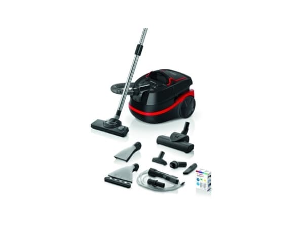 Bosch Serie 4 BWD421POW, 2100 W, Sylinteripölynimuri, Kuiva ja märkä, Yhdistelmä, HEPA, Musta, Punainen musta, Punainen