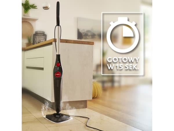 Vileda Steam Plus, Bärbar ångtvätt, 0,4 l, Svart, Rotations-, 0,4 l, 1550 W
