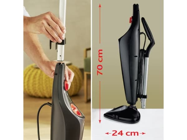 Vileda Steam Plus, Kannettava höyrypesuri, 0,4 L, Musta, Rotaatio, 0,4 L, 1550 W