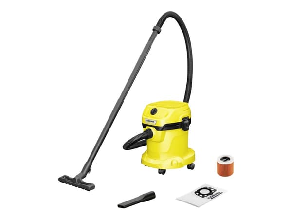 Kärcher WD 2 V-15/4/18/C, 1000 W, Tynnyri-imuri, Kuiva ja märkä, Pölypussi, 15 L, Suodatus musta, Keltainen