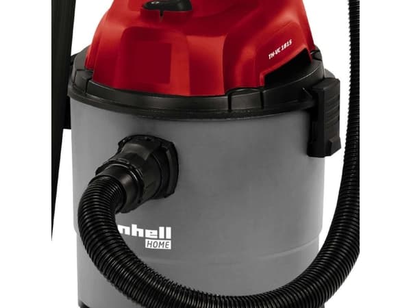 Einhell TH-VC 1815, 1250 W, Trummdammsugare, Torr&våt, 15 l, 80 dB, Svart, Grå, Röd