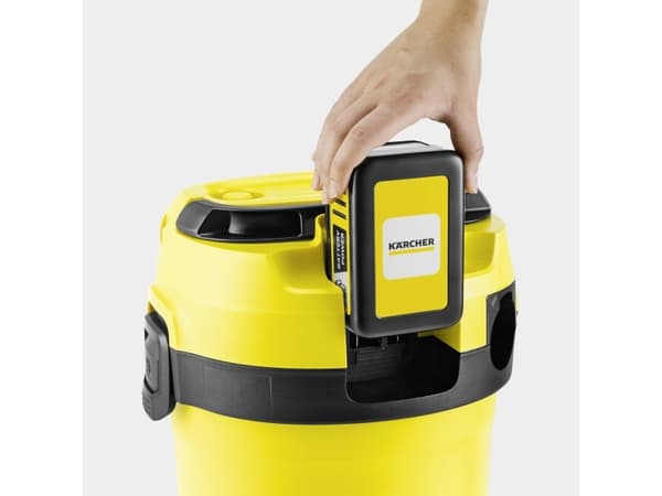 Kärcher WD 3-18 battery set - Dammsugare - med behållare - med/utan påse - gul - 1 batteri, laddare medföljer