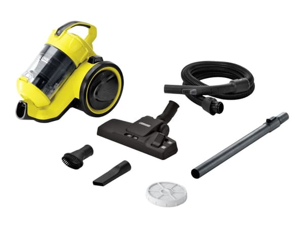 Kärcher STAUBSAUGER VC 3, 700 W, Kanisteriimuri, Kuiva, Pussiton, 0,9 L, HEPA musta, Valkoinen, Keltainen