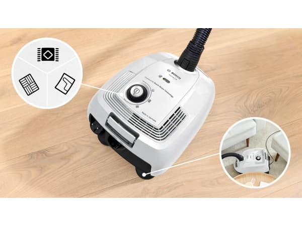 Bosch Series 4 BGL38WH2, 600 W, Säiliöimuri, Kuiva, Pussiton, 4 L, Hygieniasuodatin