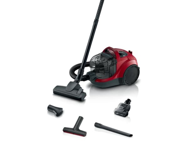Bosch BGS21CAR, 750 W, rumpuimuri, kuiva, pussiton, 2 l, hygieniasuodatin Punainen