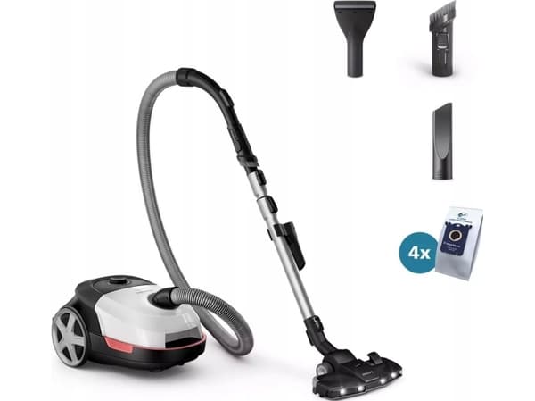 Philips 6000 series XD6122/12 vacuum 4 L Cylinder vacuum Dry 900 W Dust bag musta, Valkoinen