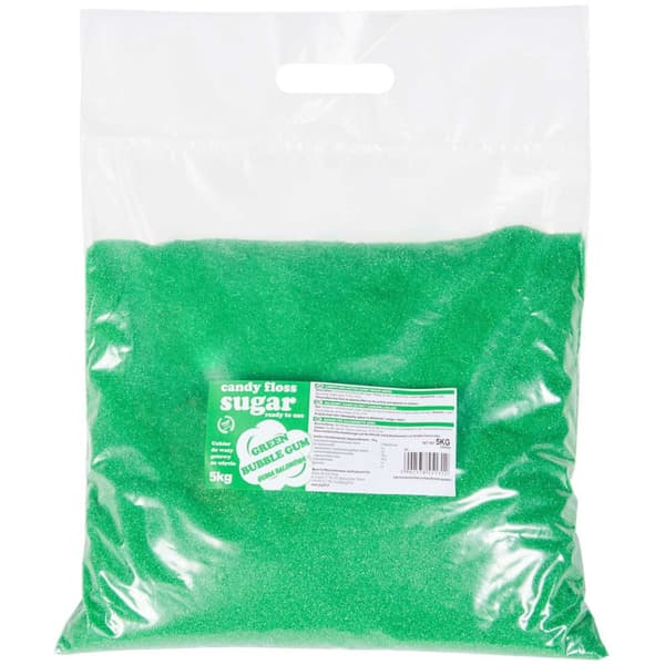 Värillinen vihreä hattara, purukumimakuinen sokeri 5kg