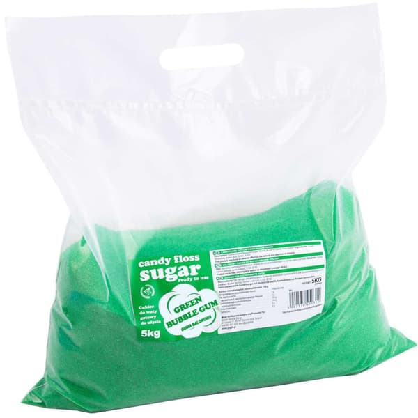 Värillinen vihreä hattara, purukumimakuinen sokeri 5kg